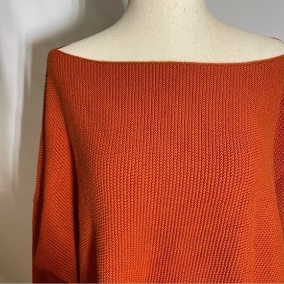 French Connection • Babysoft Slash Neck Boatneck Pullover Sweater Orange L - Picture 7 of 9